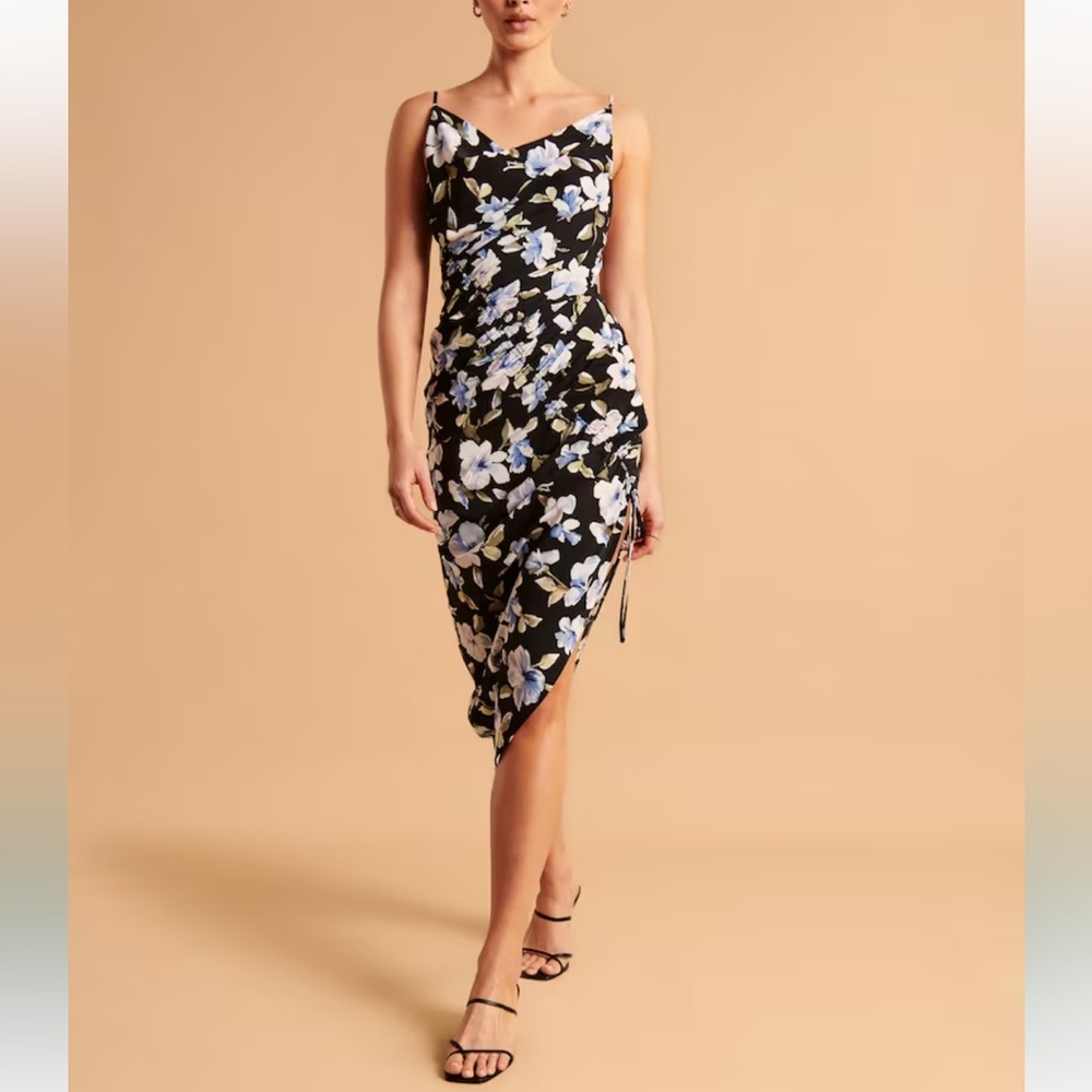 Abercrombie and Fitch Asymmetrical Cinched Midi Dress